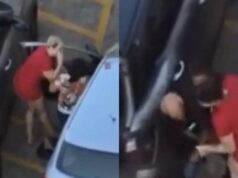 Enteada tenta golpear padrasto com facão durante briga em frente a farmácia em bairro nobre de Cuiabá; veja vídeo