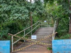 Passarela de madeira do Parque Flor do Ypê é interditada por falta de segurança