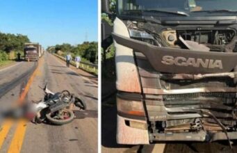 Batida entre motocicleta e carreta em trecho da BR-174 mata indígena; vítima invadiu pista contrária