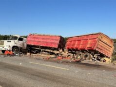 Motorista tem corpo dilacerado em batida entre caminhões na MT-338