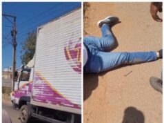 Motociclista sofre fratura e fica com a perna em L após levar fechada no trânsito em Cuiabá; veja vídeo