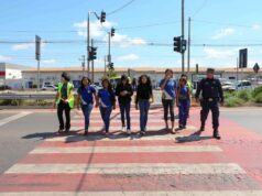 Prefeitura realiza ação educativa e reforça segurança em frente à Escola Estadual José Garcia Neto na Rodovia Mário Andreazza