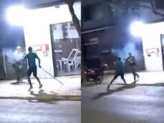 Vídeo: homem usa motosserra ligada para ameaçar clientes e dona de bar