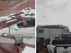 Ventania e chuva forte destelham casas novas e causam estragos em cidade de MT: veja vídeos