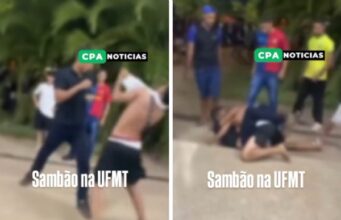 Jovens trocam socos durante festa universitária na UFMT em Cuiabá: veja vídeo