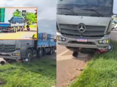 Vídeo mostra momento em que motociclista é atropelada por caminhão; veja