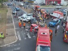 Vídeo mostra engavetamento que deixou um morto e 5 feridos em Goiânia
