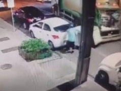 Contêiner de lixo atinge carro estacionado durante coleta no Paraná