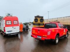 Colisão entre carro, picape e micro-ônibus fere duas pessoas em Campo Verde