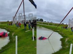 Carro fica submerso em lago após motorista perder controle de direção em MT