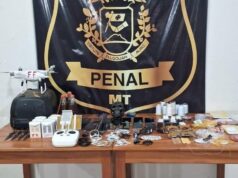 Policiais penais interceptam drone e apreendem 16 celulares, uísque e até mortadela que seriam enviados para penitenciária