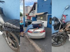 Motociclista é “catapultado” por cima de Corolla após colisão em Várzea Grande