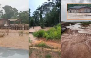 Vídeo mostra casa sendo arrastada pela água após alagamento em cidade de MT