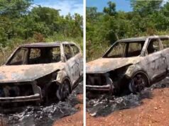 Hyundai Creta que veio da Bolívia é incendiado na BR-163 em Várzea Grande