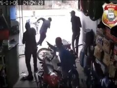 Vídeo mostra dono de oficina sendo baleado após reagir a assalto em MT