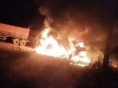 Caminhoneiro morre carbonizado após acidente envolvendo três carretas na BR-163