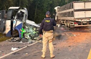 Acidente com micro-ônibus e carreta deixa ao menos 23 mortos na BR-373